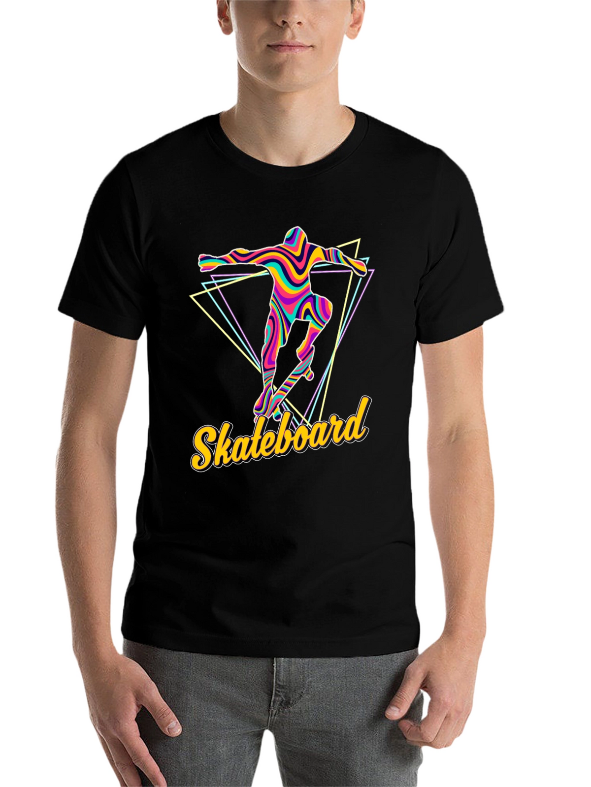 Retro Skateboarder Graphic Tee - Vibrant Design