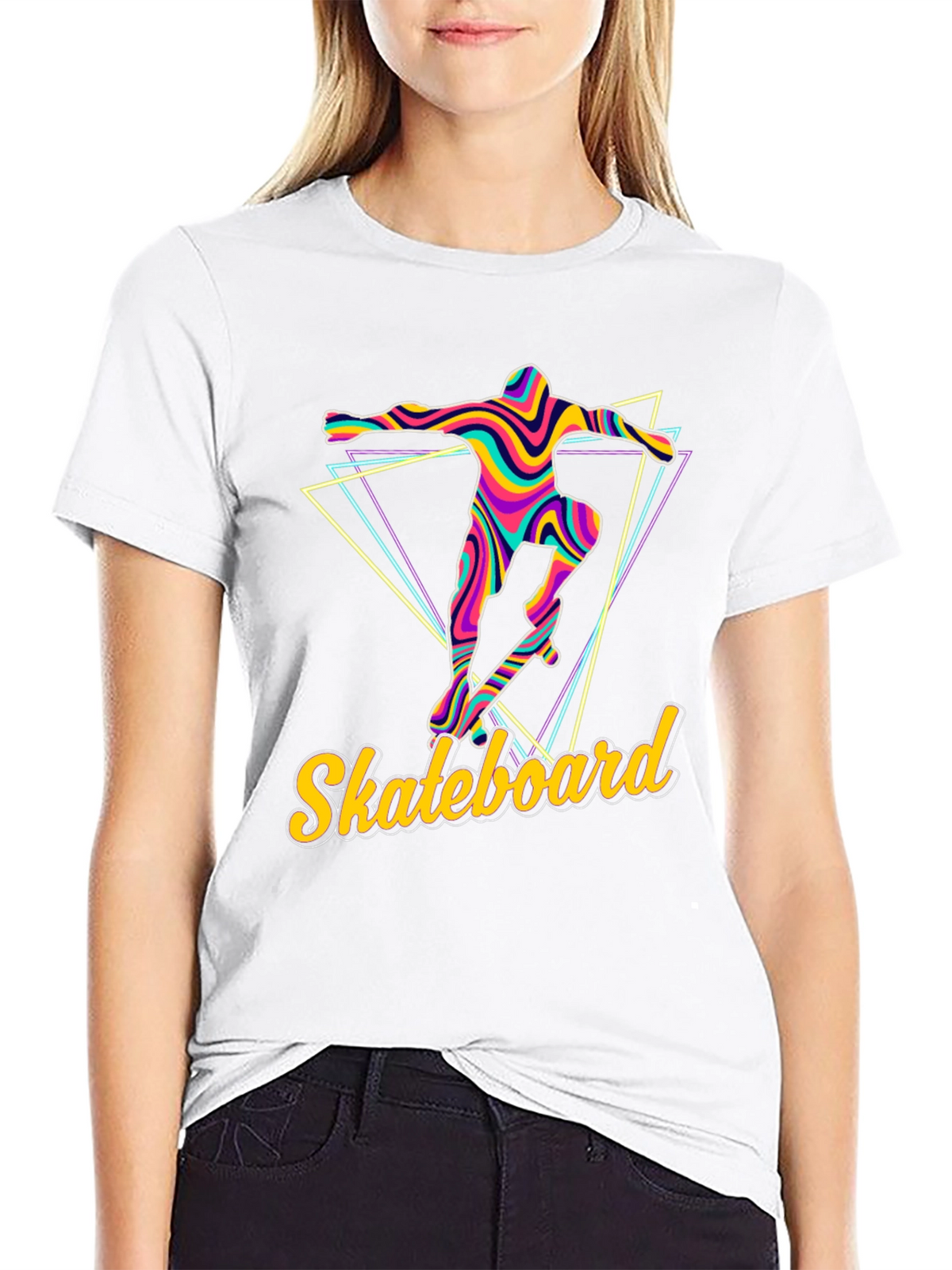 Retro Skateboarder Graphic Tee - Vibrant Design