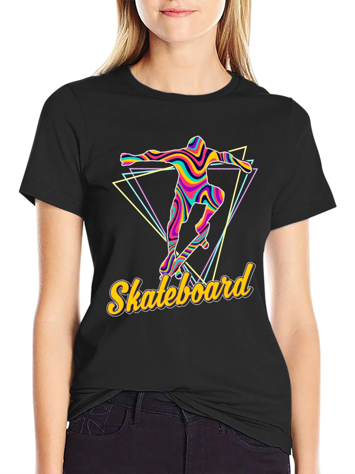 Retro Skateboarder Graphic Tee - Vibrant Design