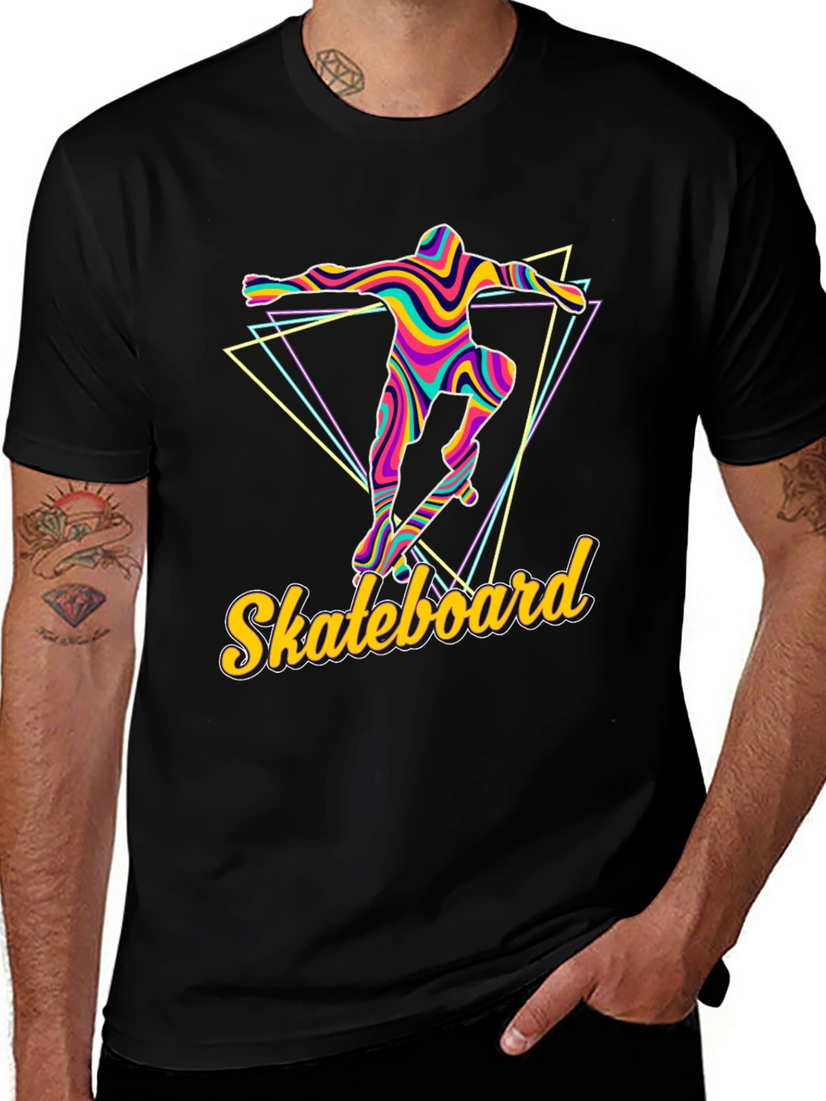 Retro Skateboarder Graphic Tee - Vibrant Design