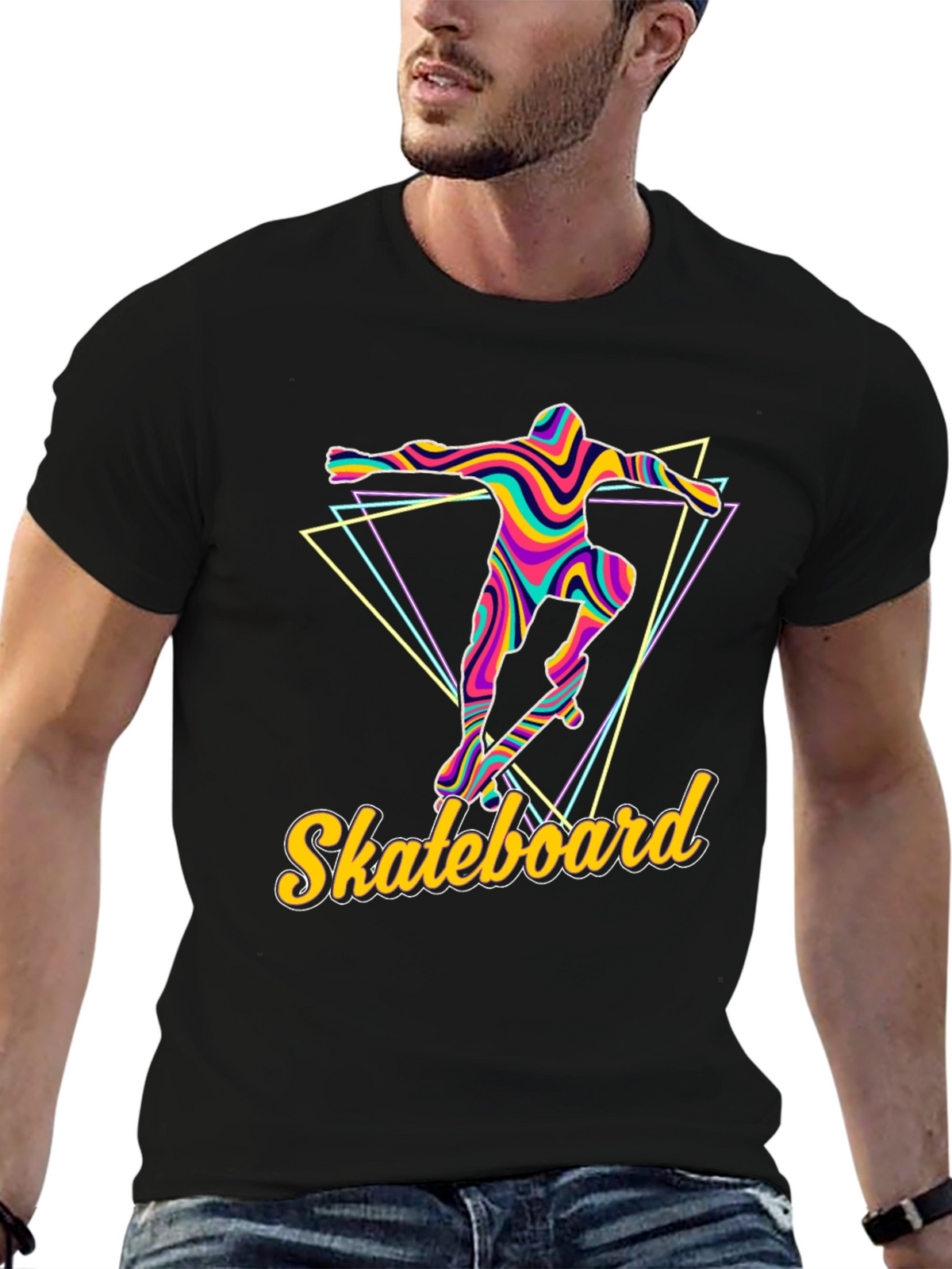 Retro Skateboarder Graphic Tee - Vibrant Design