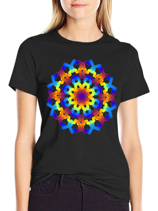 Rainbow Mandala Graphic Black T-Shirt