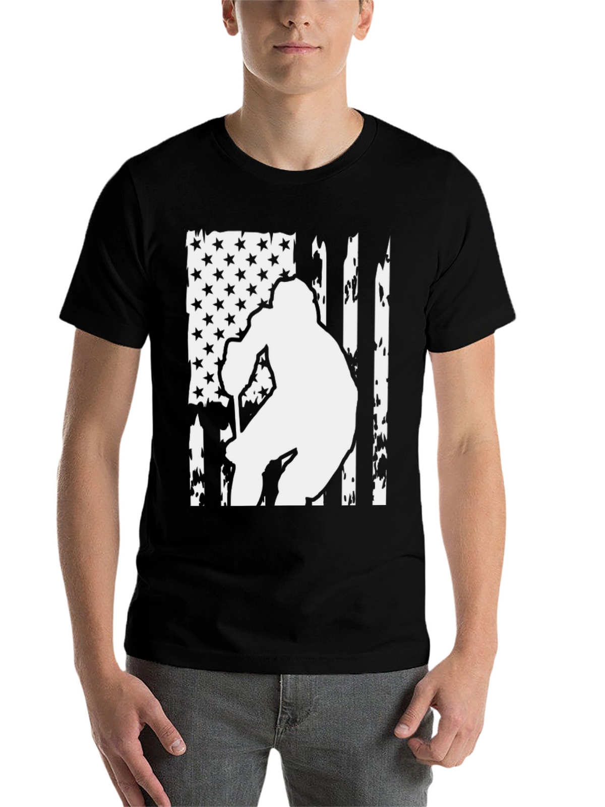 American Flag Hockey Player Graphic Tee