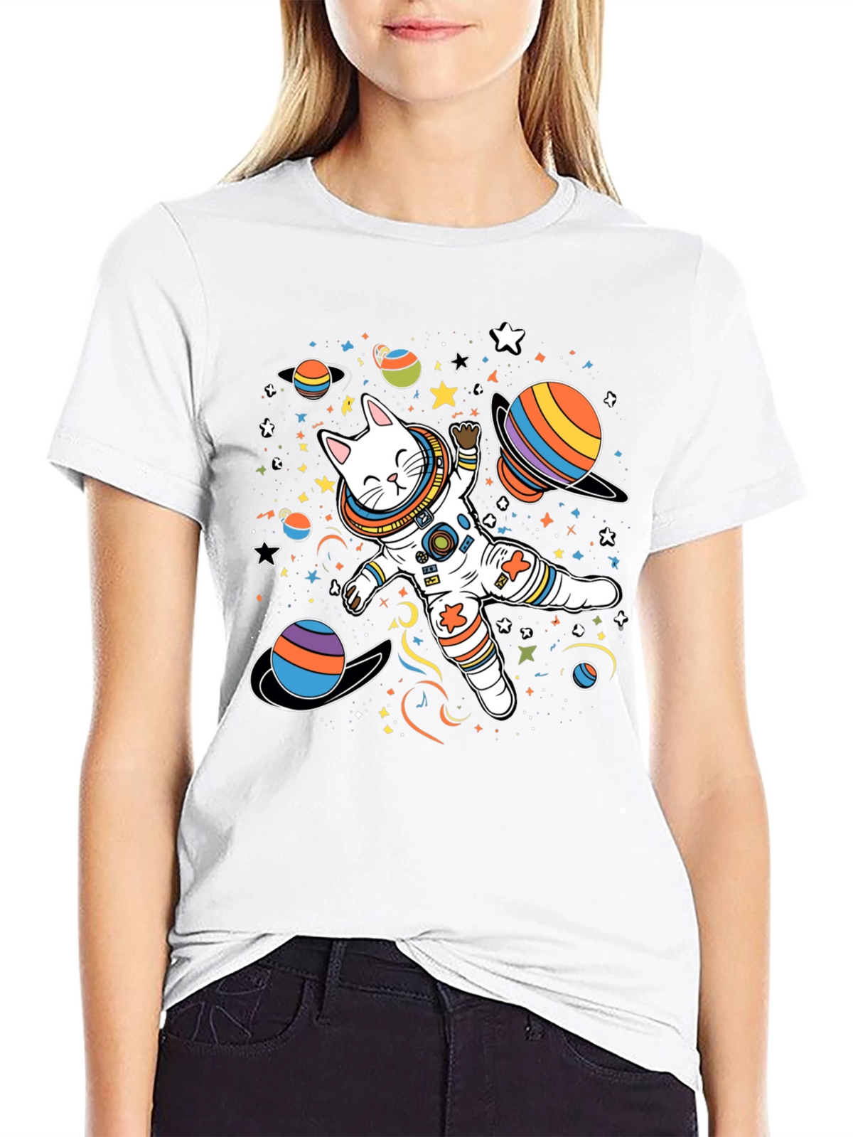 Cosmic Cat Astronaut T-Shirt - Space Adventure