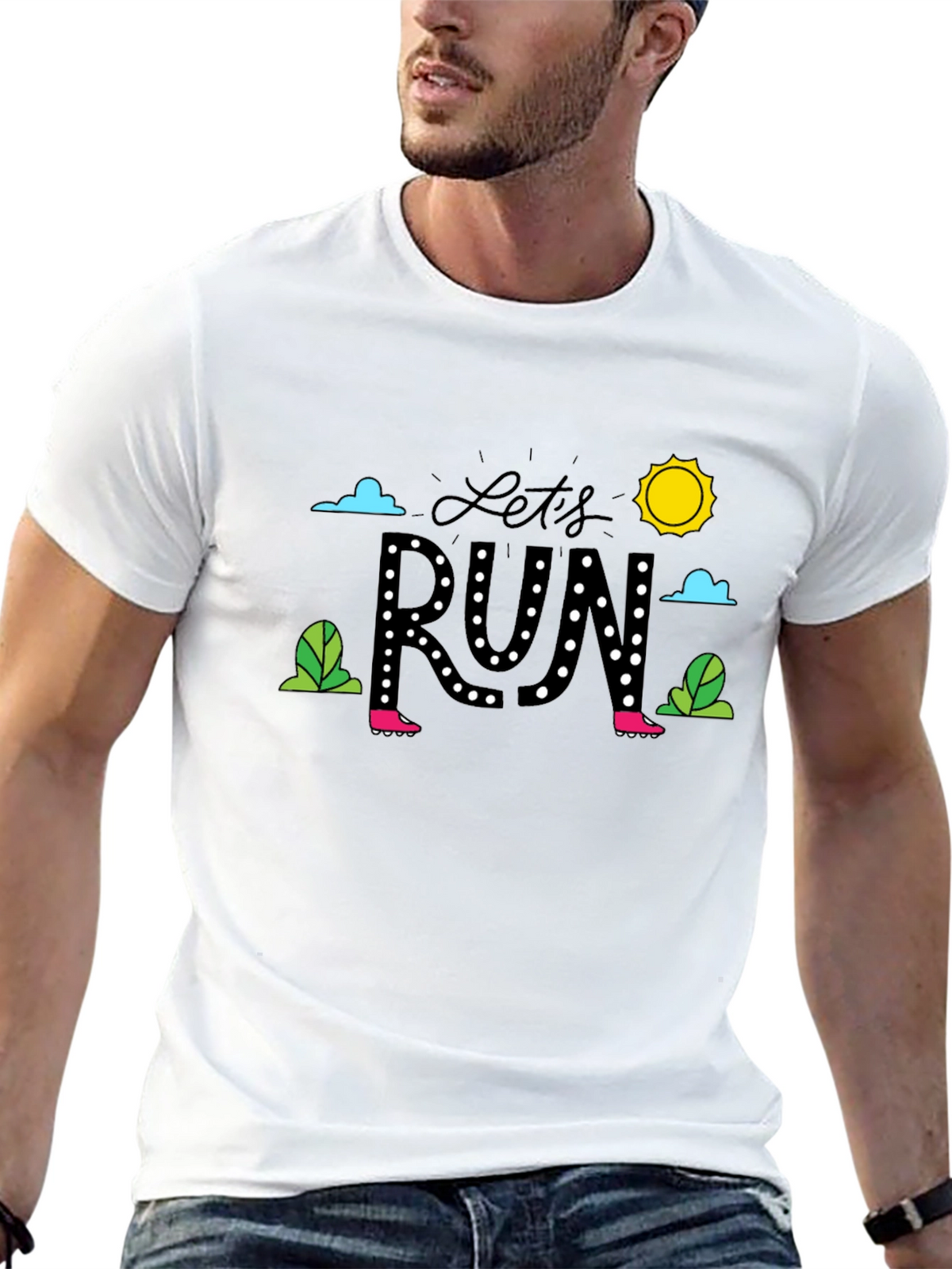 Lets Run Graphic T-Shirt - Black