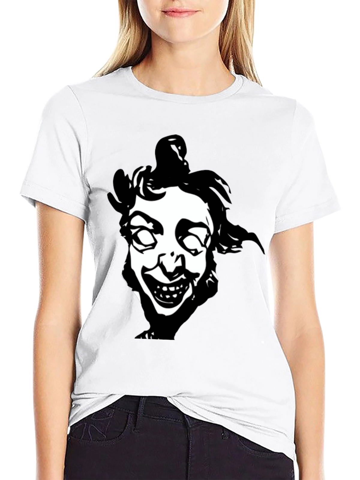 Creepy Clown Face Graphic Black T-Shirt