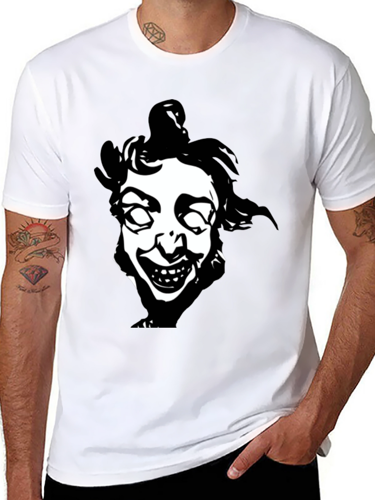 Creepy Clown Face Graphic Black T-Shirt