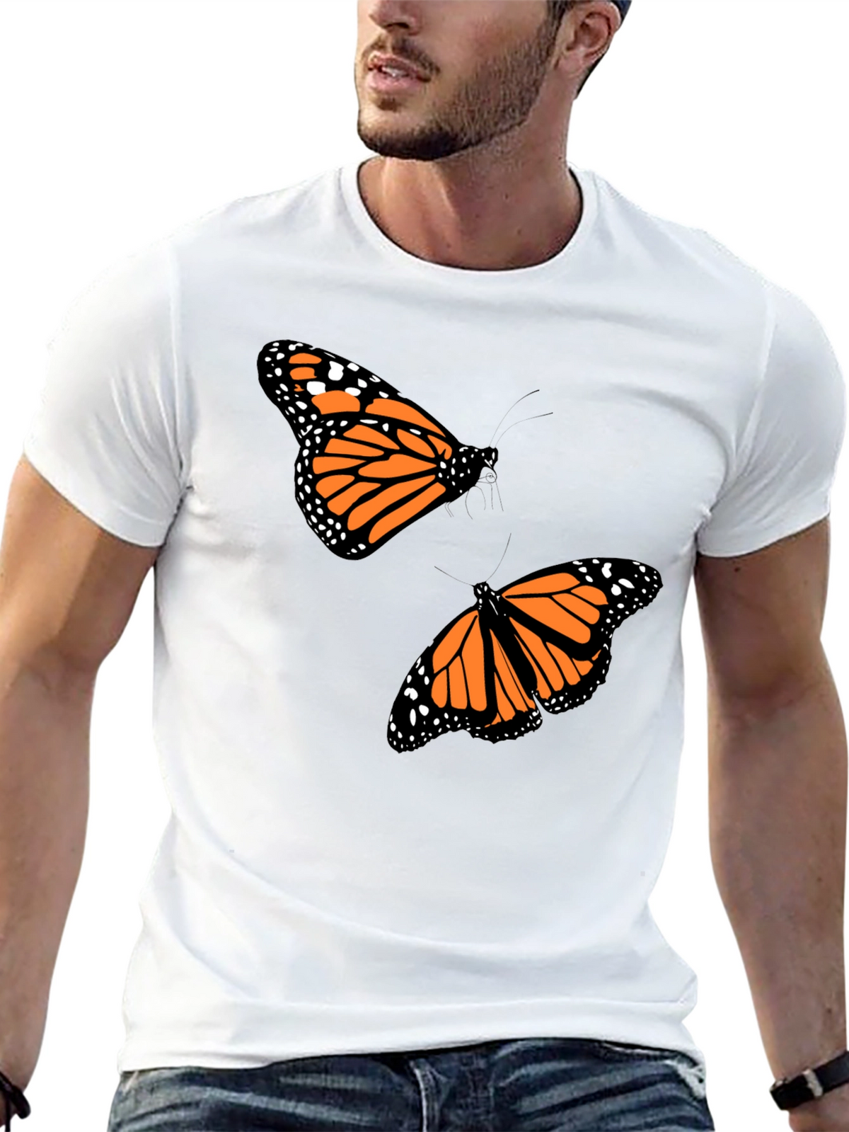Butterfly Print Crew Neck T-Shirt