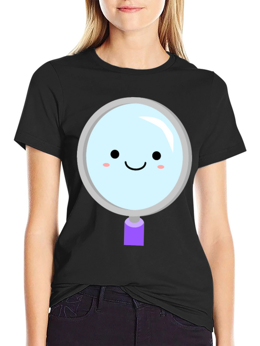 Cute Magnifying Glass Graphic Tee - Unisex Black T-Shirt
