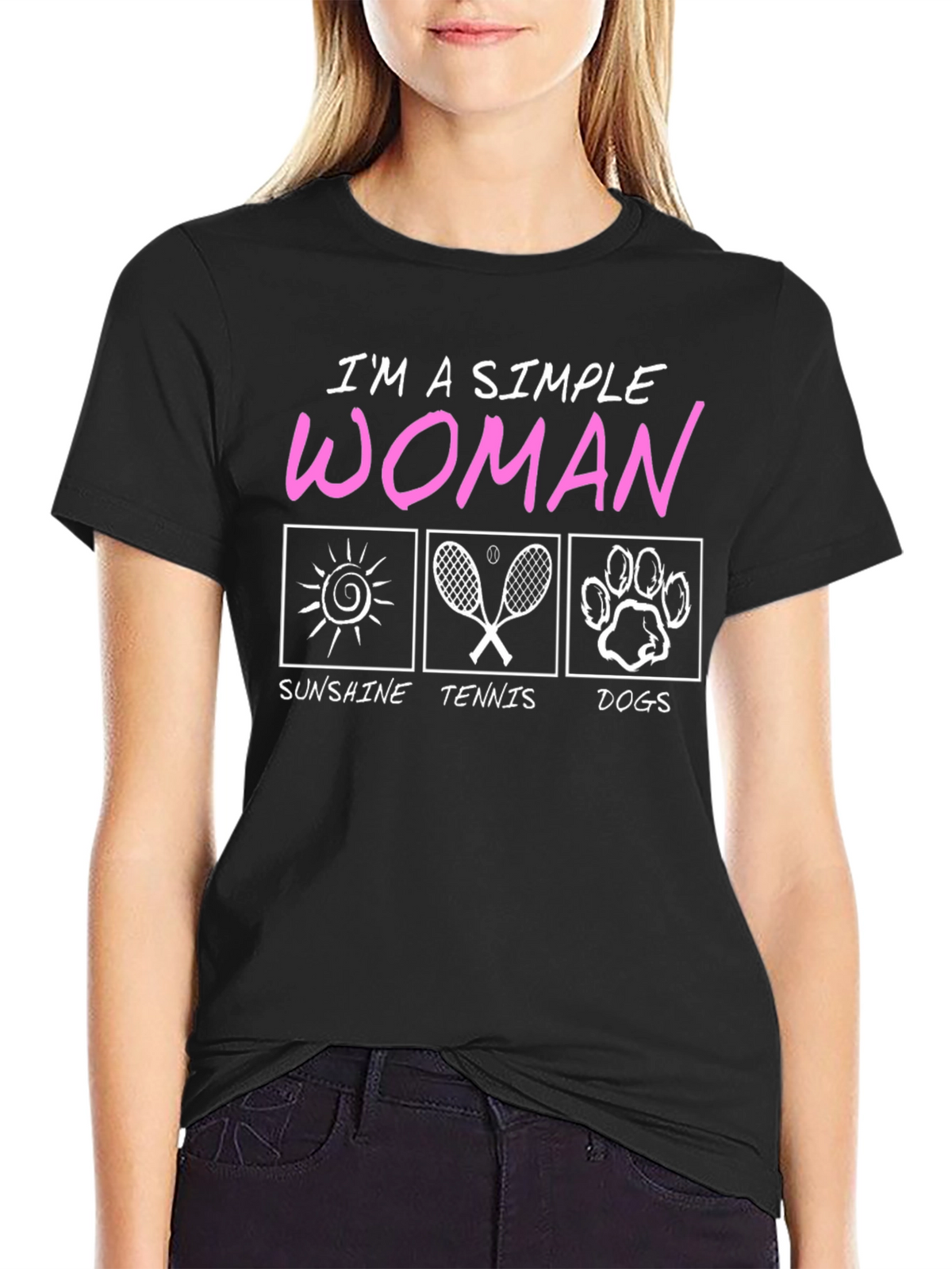 Simple Woman Tennis Sunshine Dogs T-Shirt