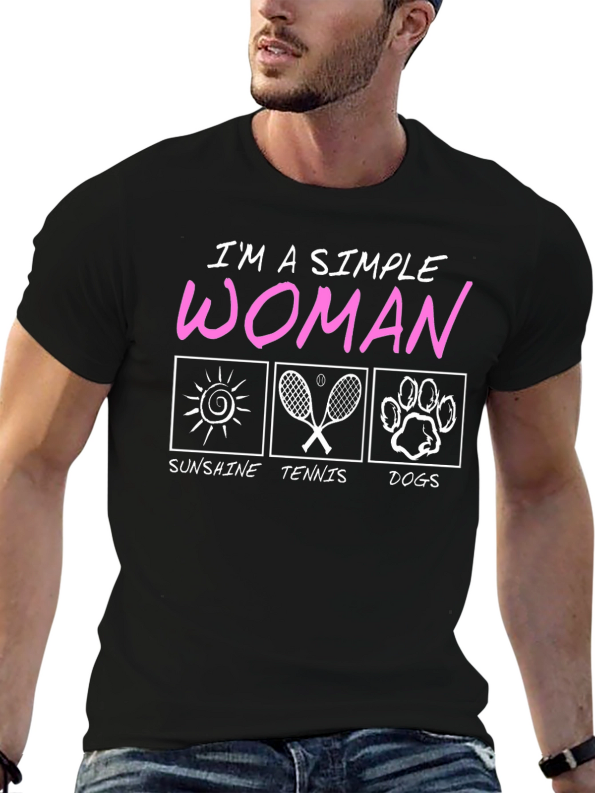 Simple Woman Tennis Sunshine Dogs T-Shirt