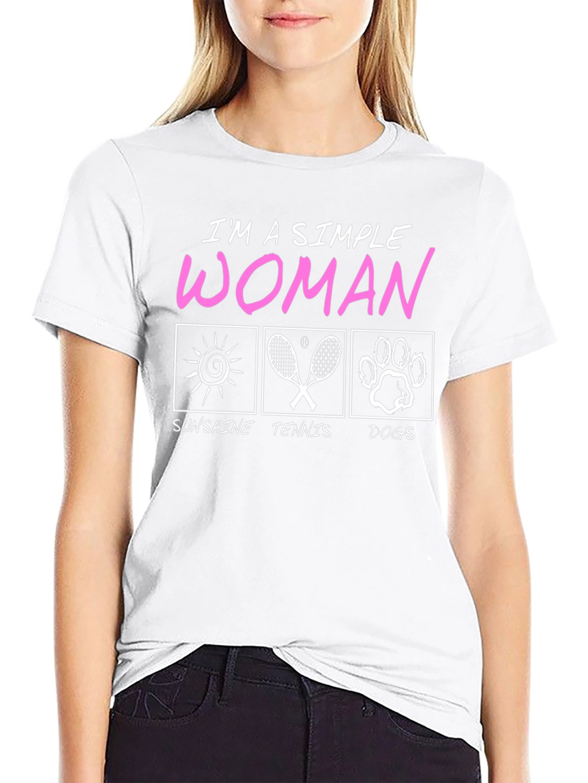 Simple Woman Tennis Sunshine Dogs T-Shirt