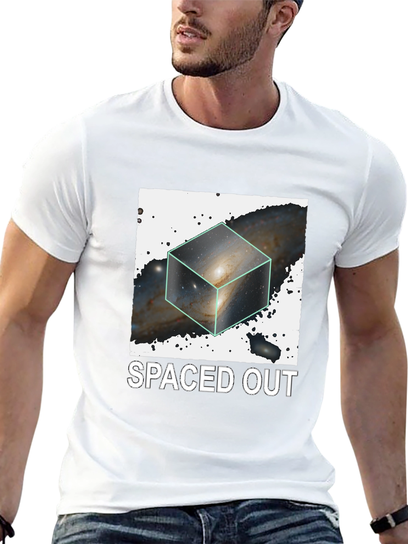 Spaced Out Galaxy Cube Black T-Shirt
