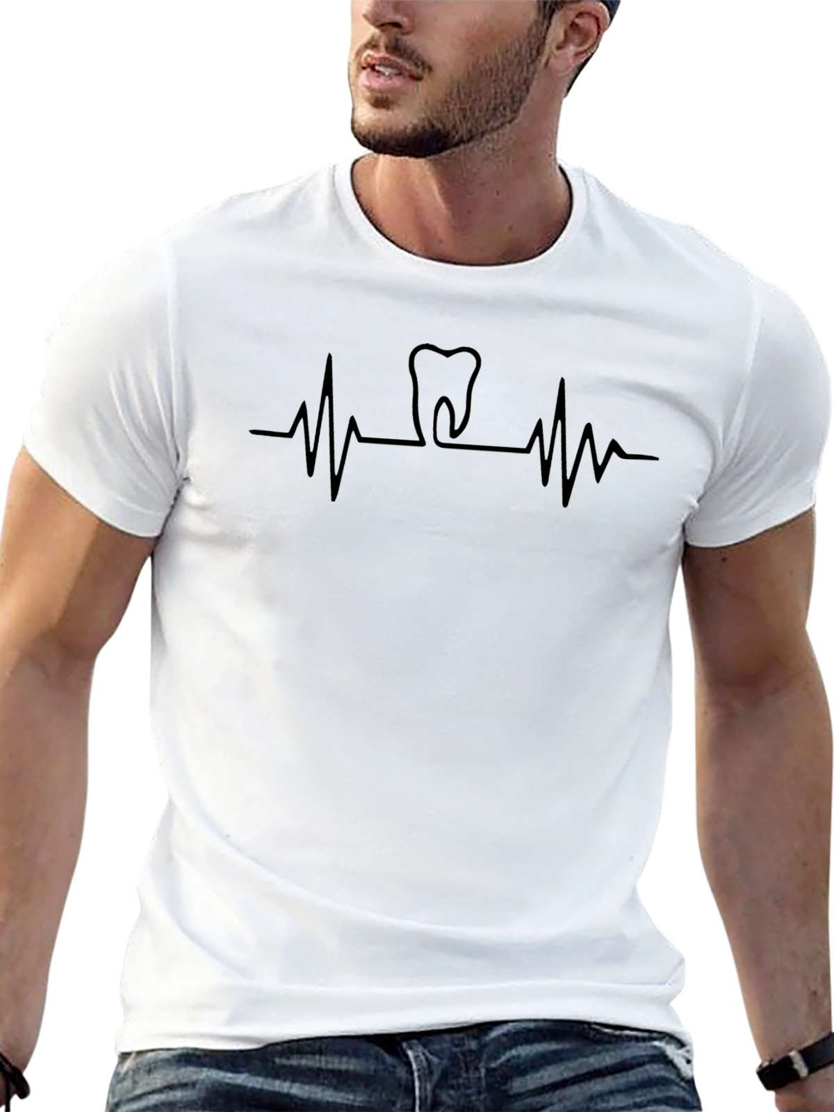 Dentist Heartbeat T-Shirt - Black Graphic Tee