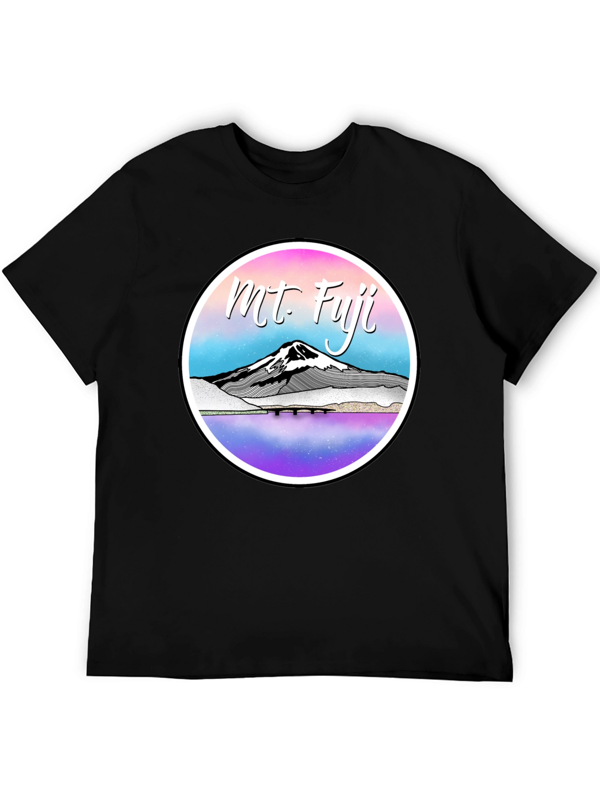 Mt. Fuji Graphic Tee - Black Cotton Blend T-Shirt
