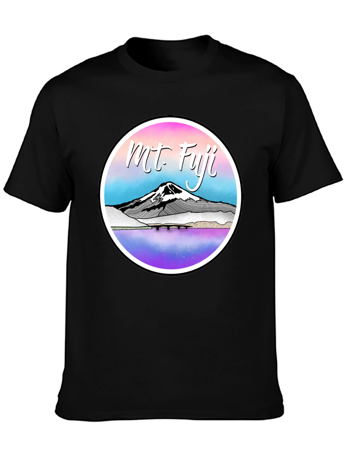 Mt. Fuji Graphic Tee - Black Cotton Blend T-Shirt