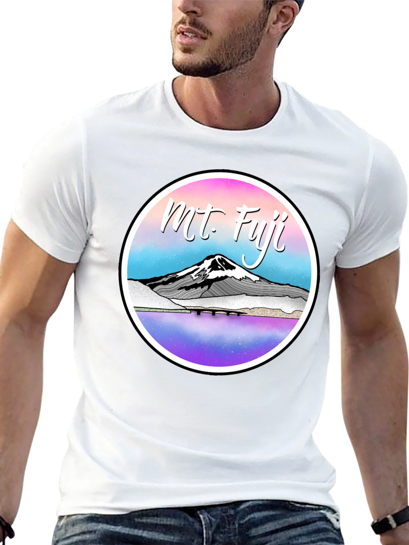 Mt. Fuji Graphic Tee - Black Cotton Blend T-Shirt