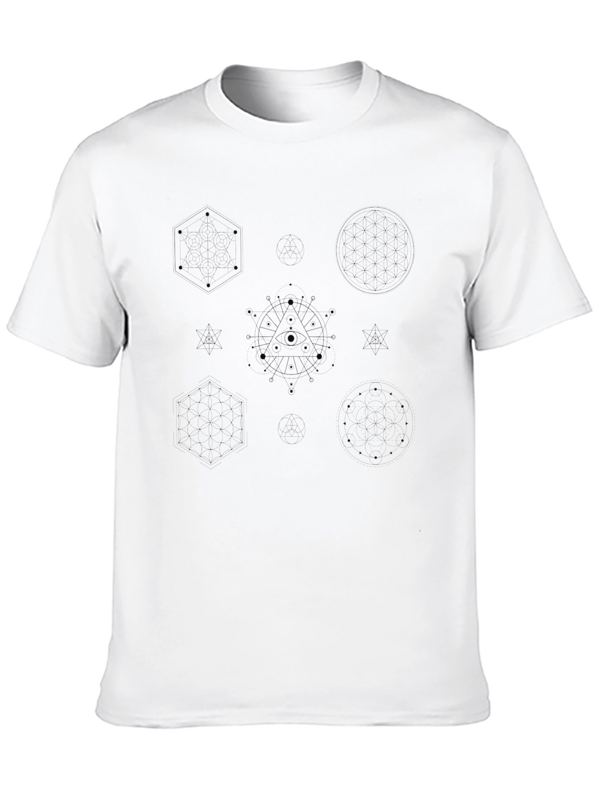 Geometric Design Black T-Shirt for Men