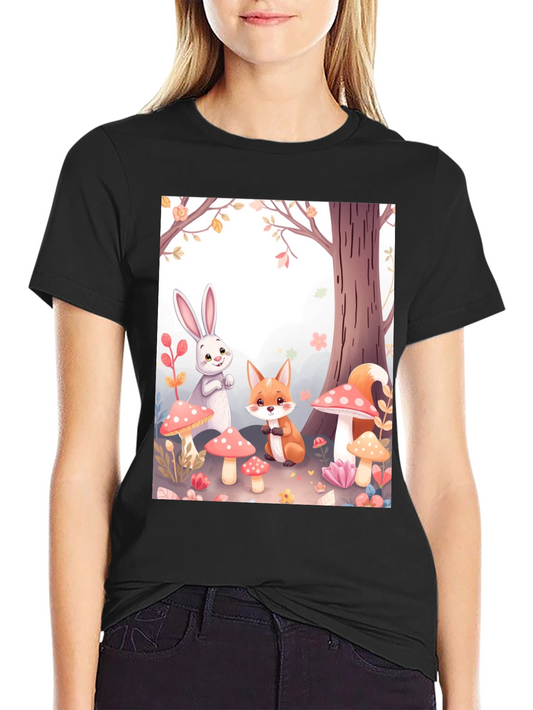 Cartoon Animals on Black Tee
