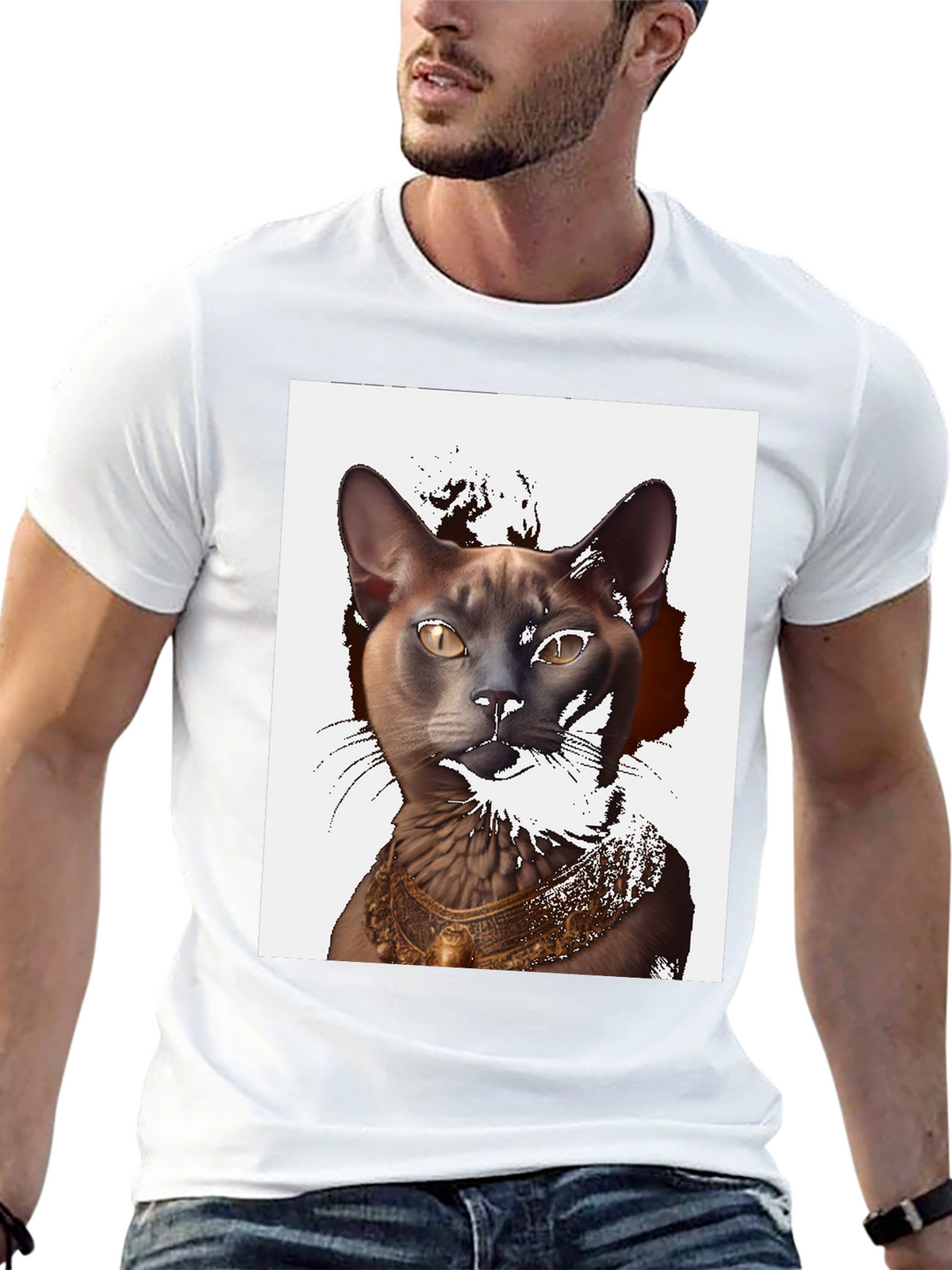 Egyptian Cat Graphic T-Shirt - Black