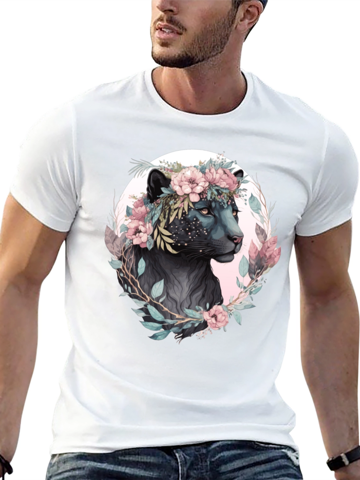 Floral Panther Graphic T-Shirt