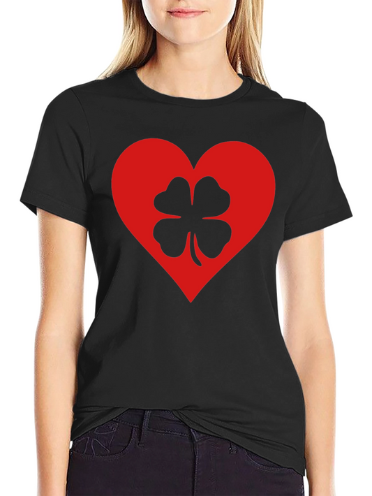 Lucky Heart Clover T-Shirt - Black