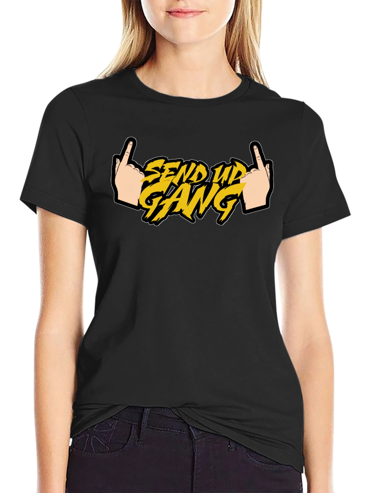 Send Up Gang Graphic Tee - Black Cotton T-Shirt