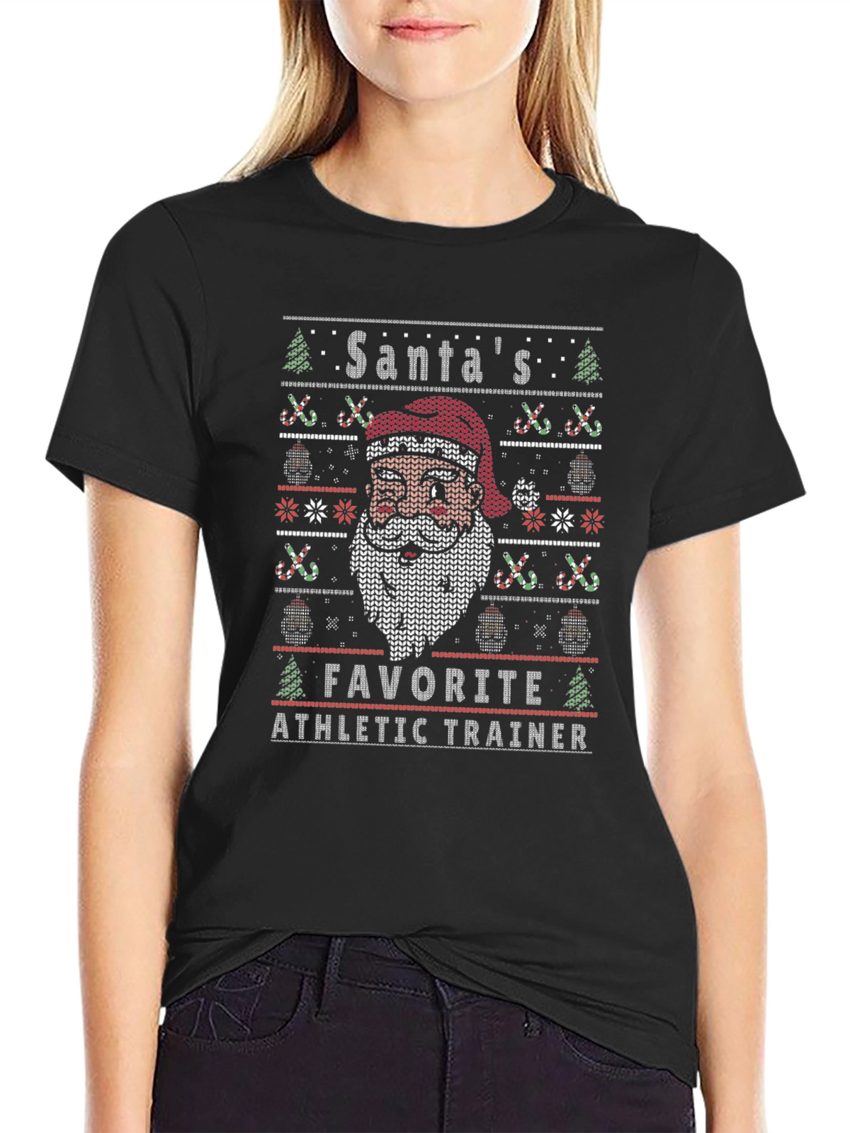 Santas Favorite Athletic Trainer Black T-Shirt
