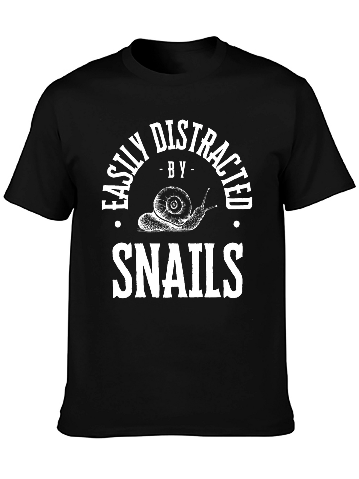 Easily Distracted By Snails Black T-Shirt