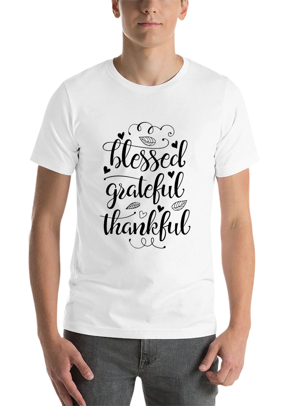 Blessed Grateful Thankful Black Graphic T-Shirt