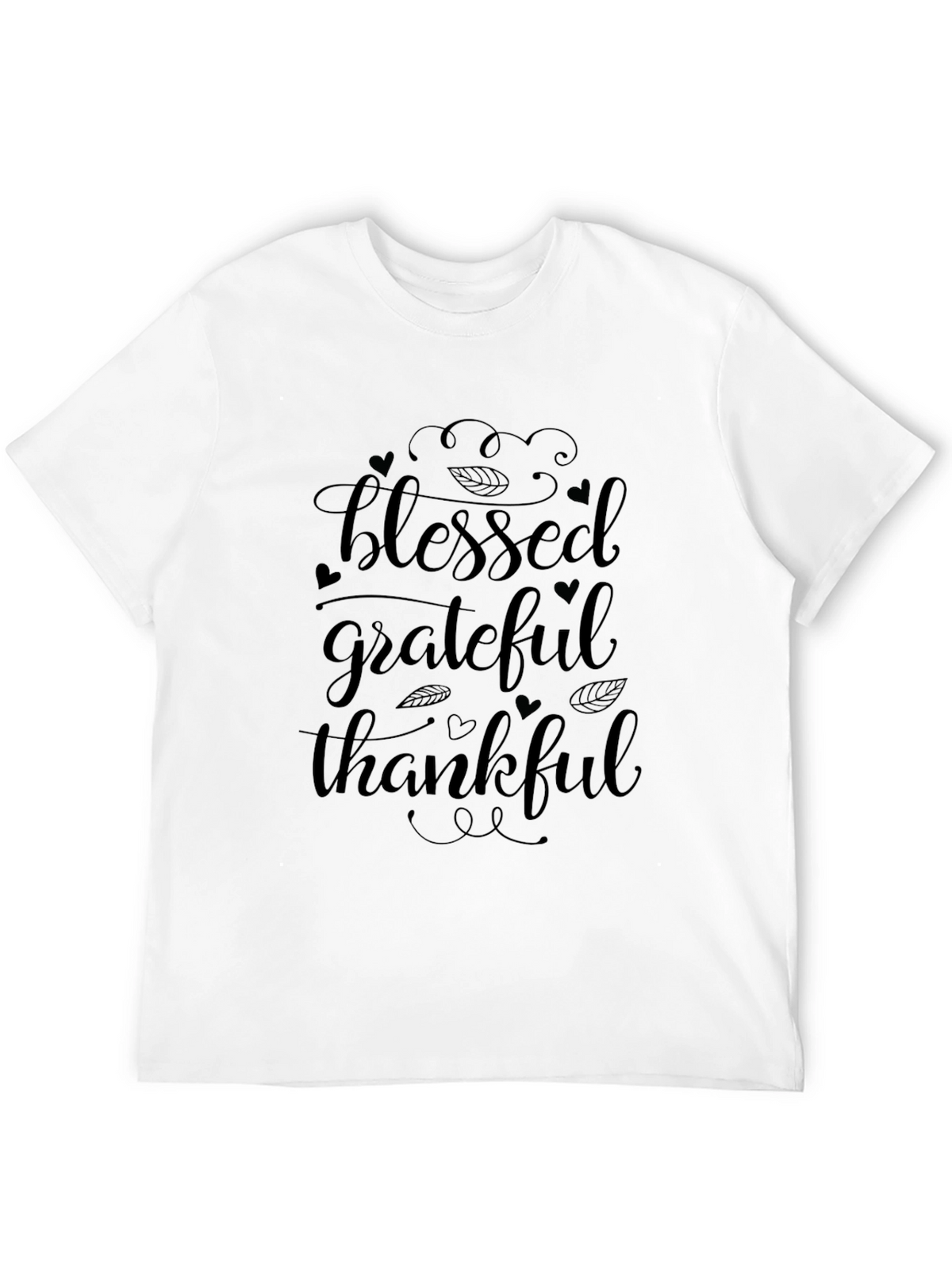 Blessed Grateful Thankful Black Graphic T-Shirt