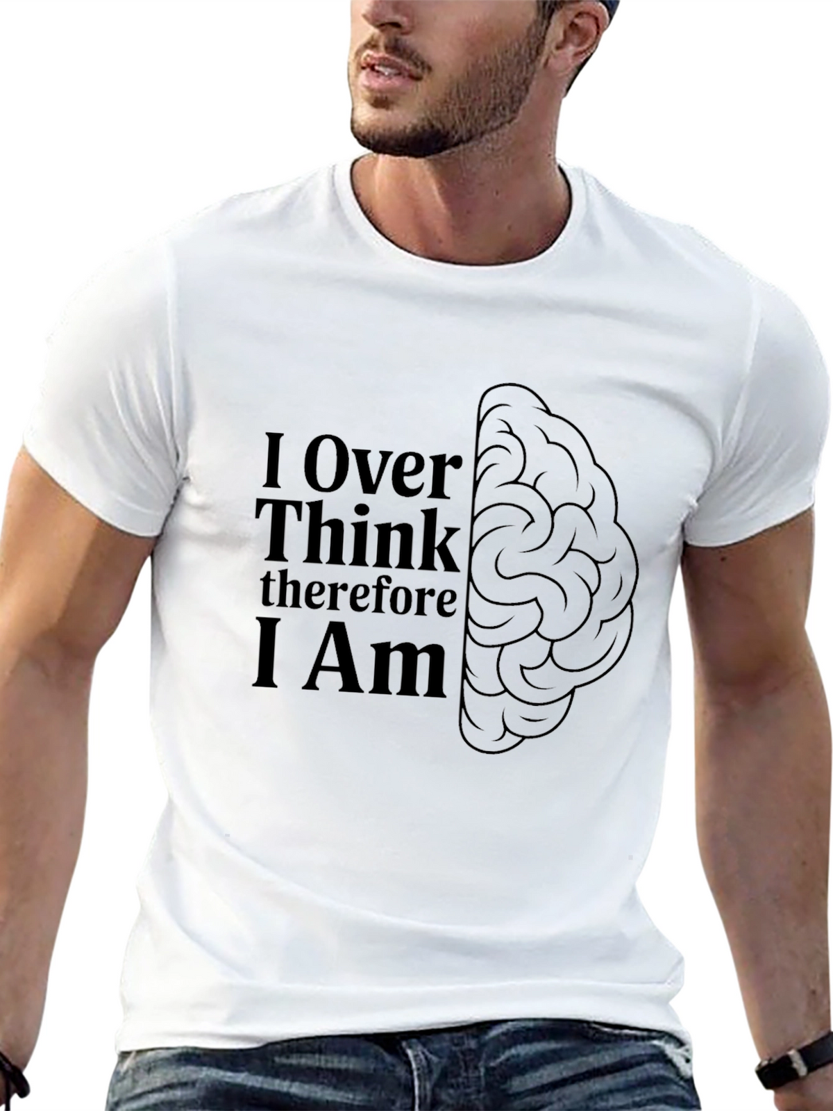 Over Think Brain Tee - Mens Black Graphic T-Shirt