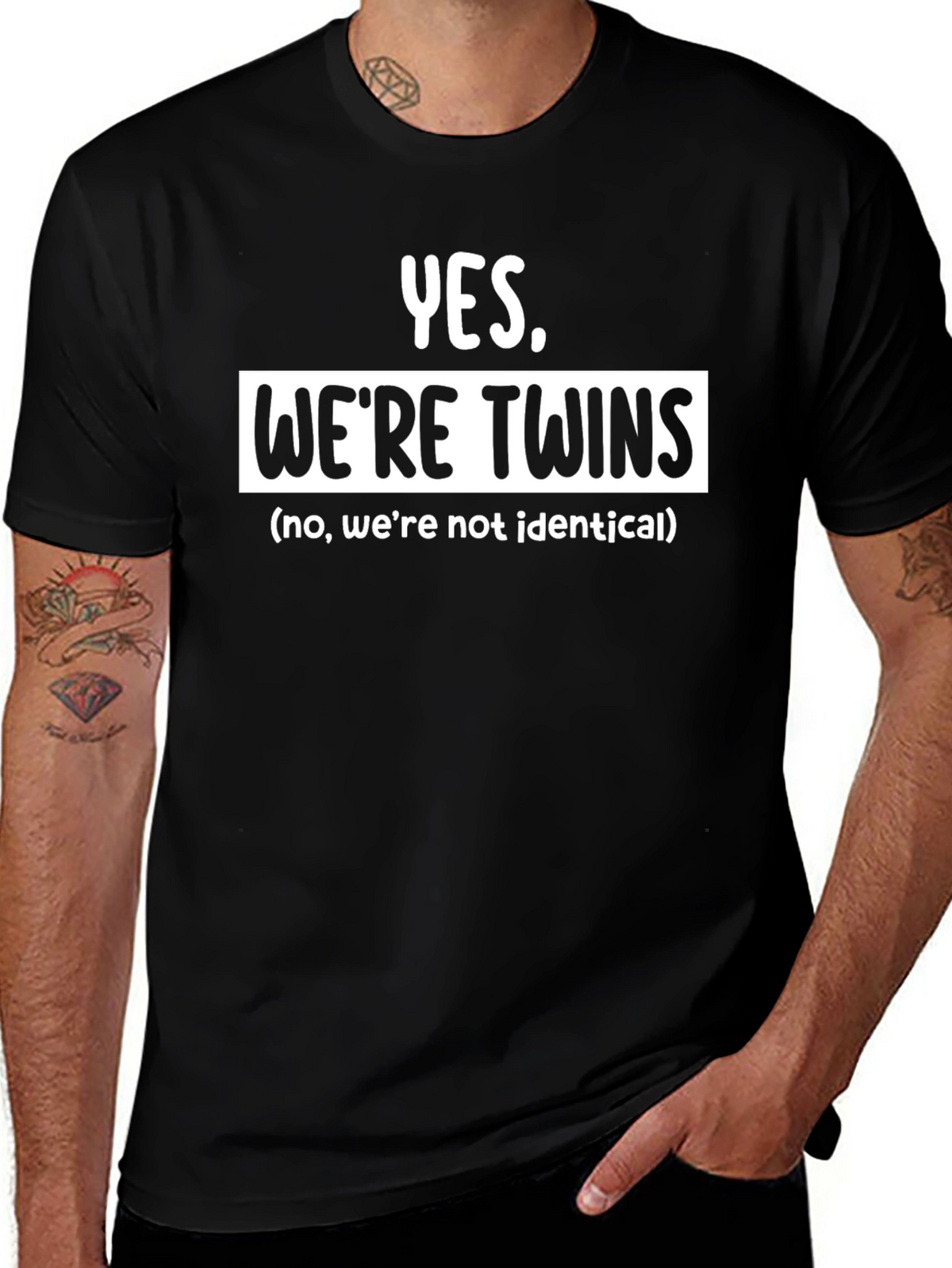 Yes Were Twins T-Shirt Funny Sibling Matching Tee