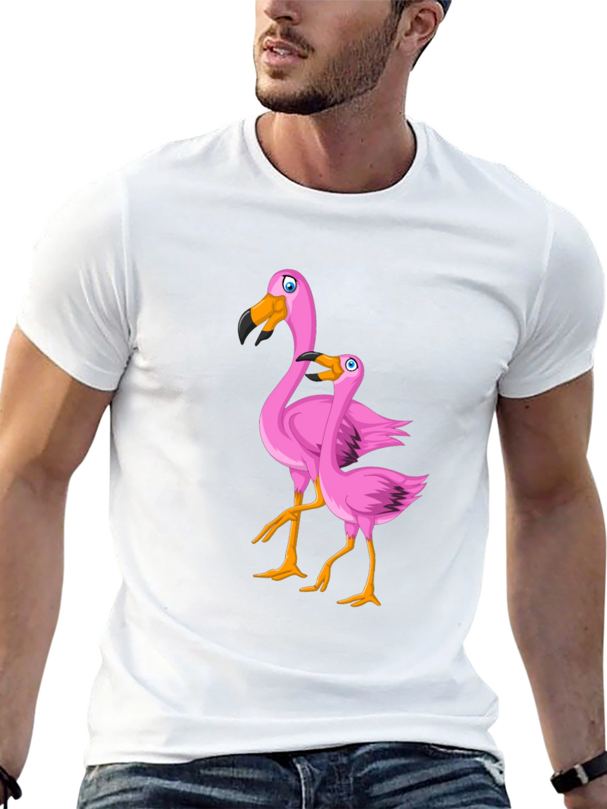 Pink Flamingo Graphic T-Shirt - Black Cotton Tee
