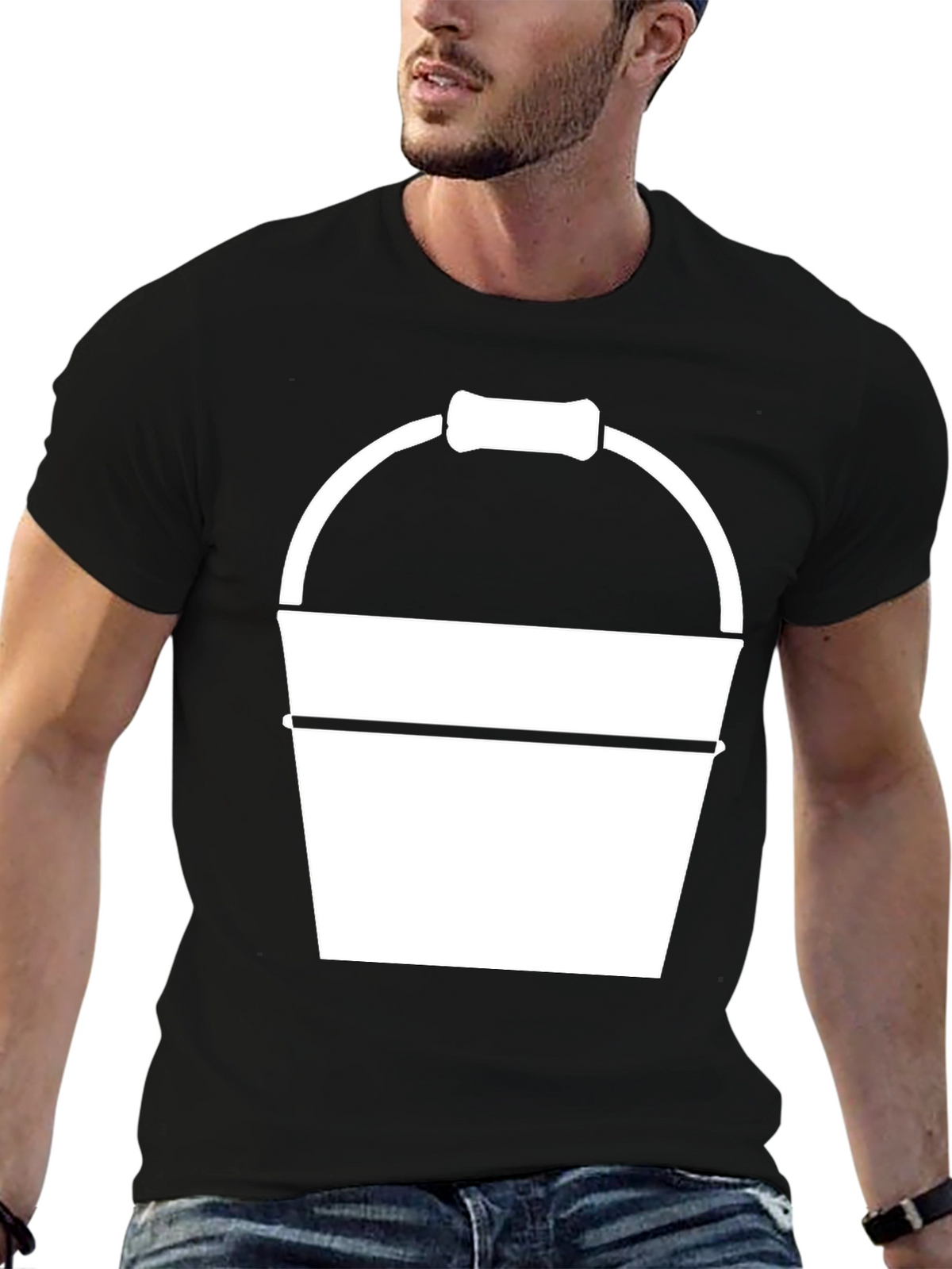 Bucket Graphic Tee - Black Cotton T-Shirt