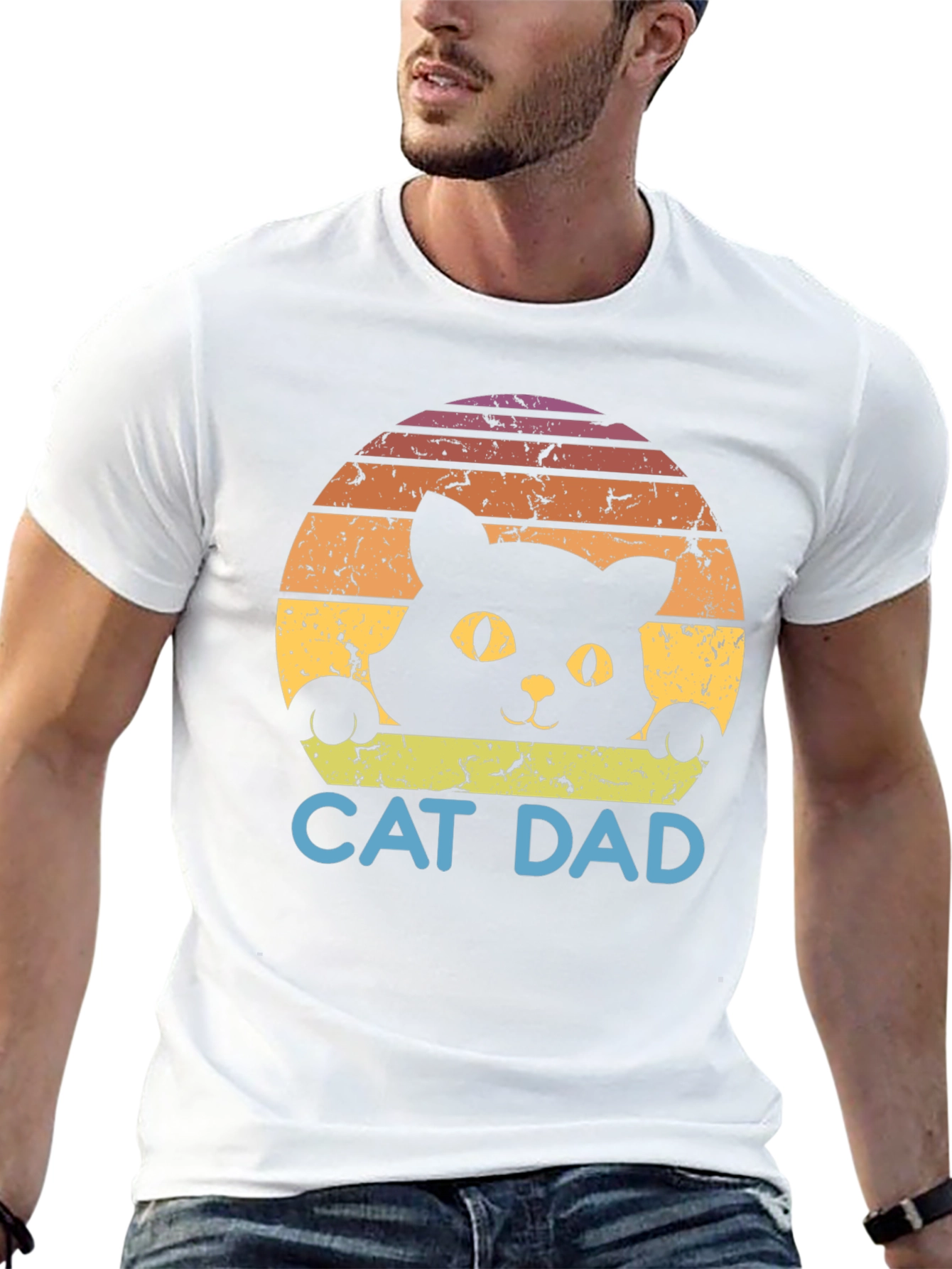 Cat Dad Retro Graphic T-Shirt