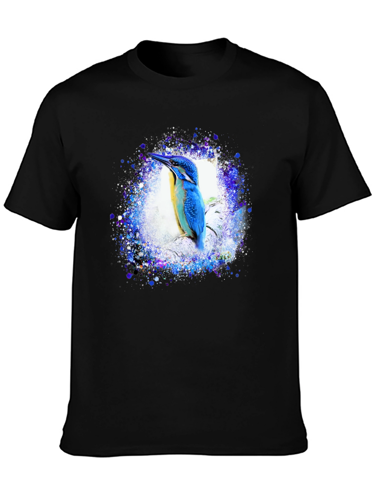 Kingfisher Bird Graphic Tee - Black T-Shirt