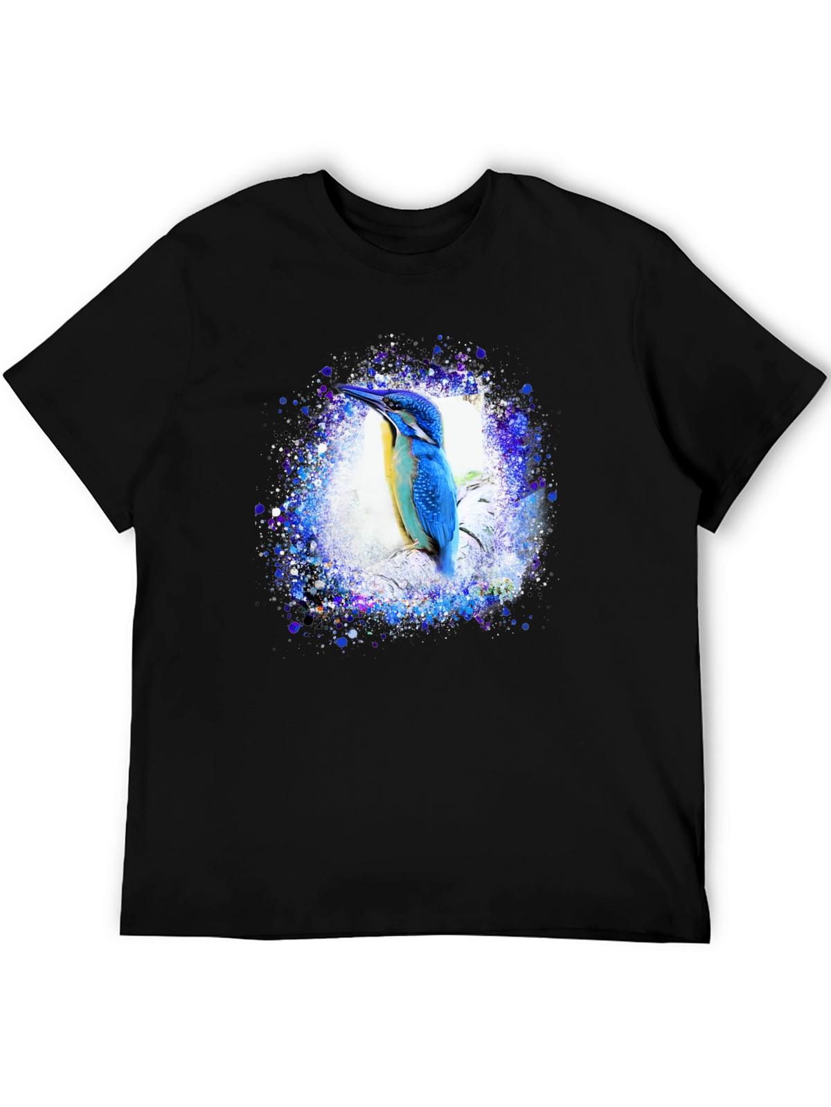 Kingfisher Bird Graphic Tee - Black T-Shirt