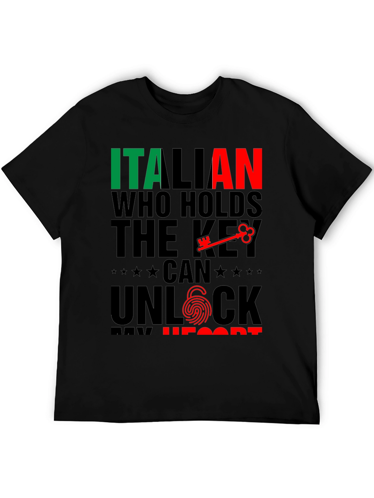 Italian Key to My Heart Black T-Shirt