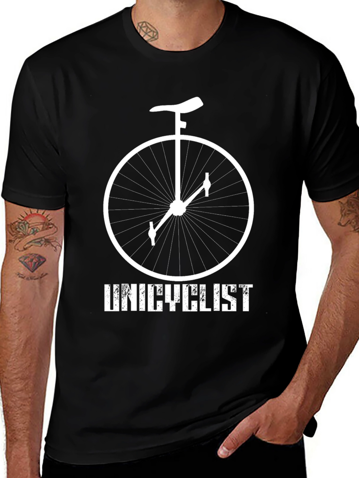 Unicyclist Graphic Tee - Black Cotton Shirt