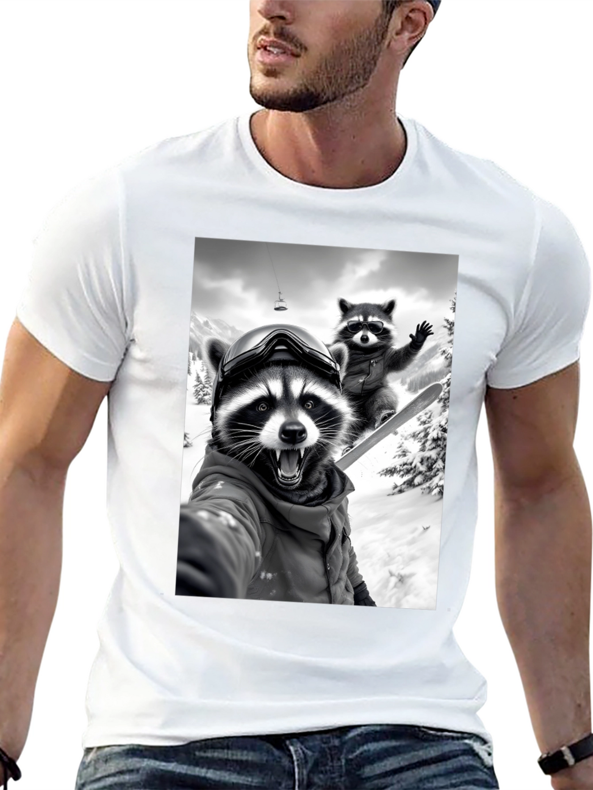 Raccoon Skiing T-Shirt