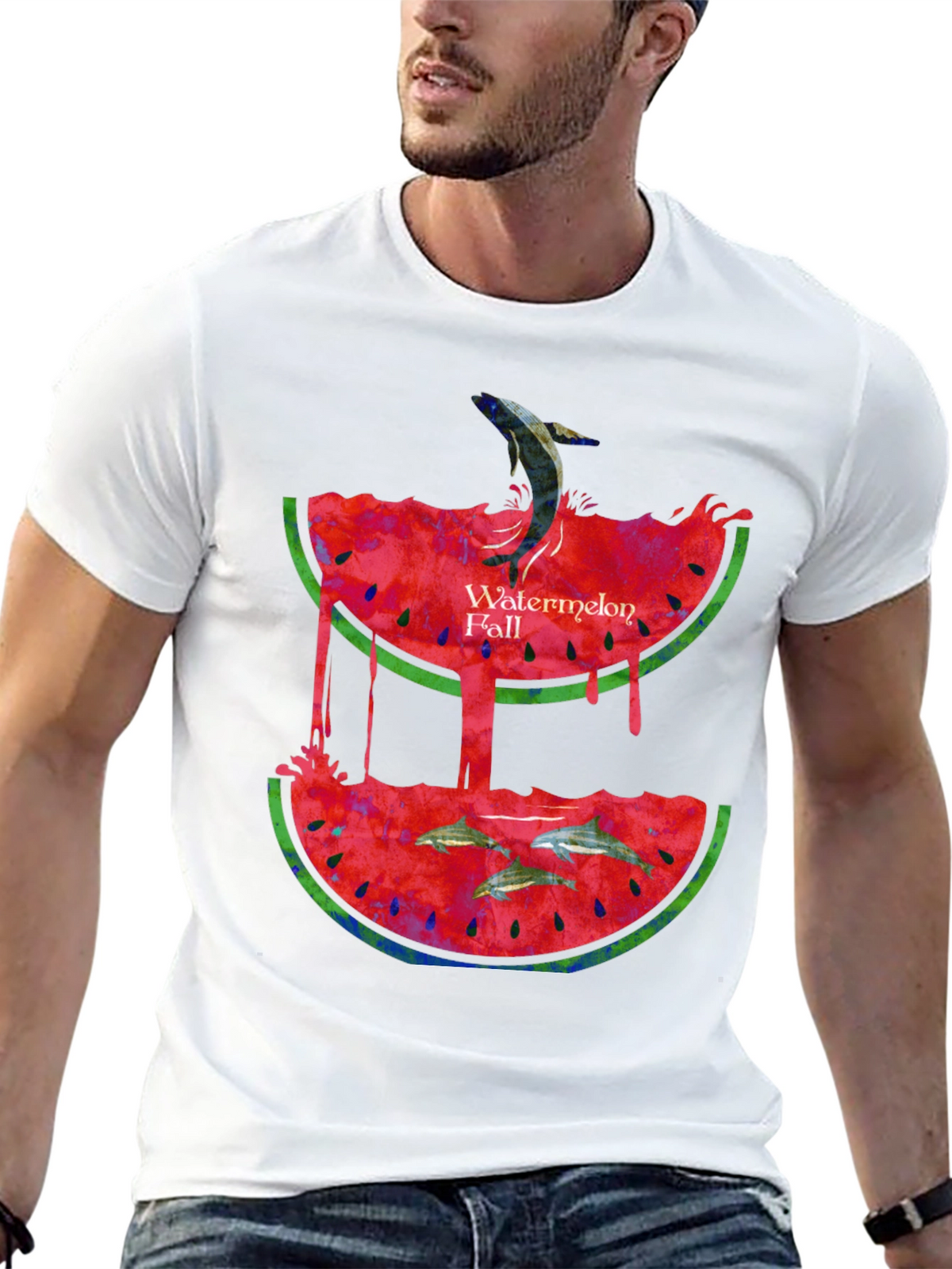 Watermelon Fall Graphic Print T-Shirt