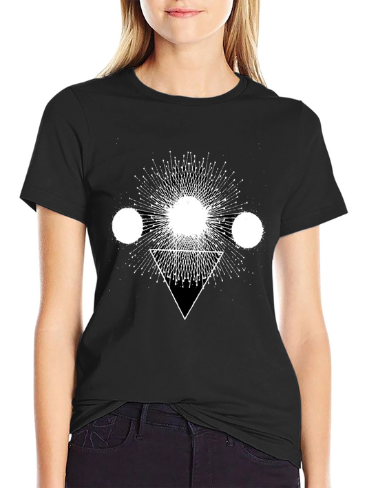 Geometric Print Black Cotton T-Shirt