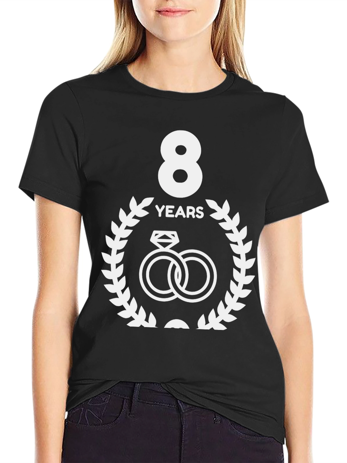 8th Anniversary T-Shirt - Wedding Rings Design