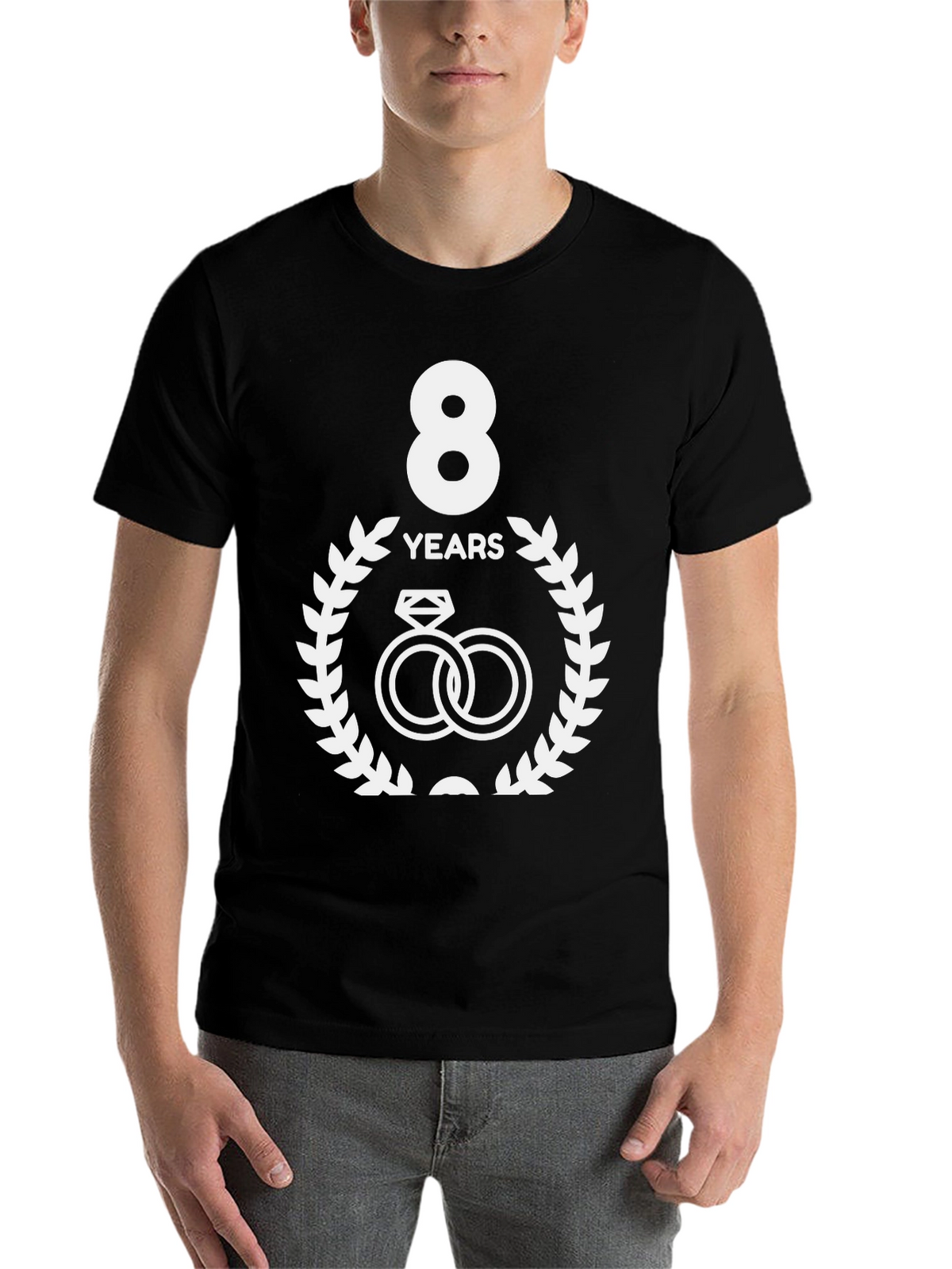 8th Anniversary T-Shirt - Wedding Rings Design