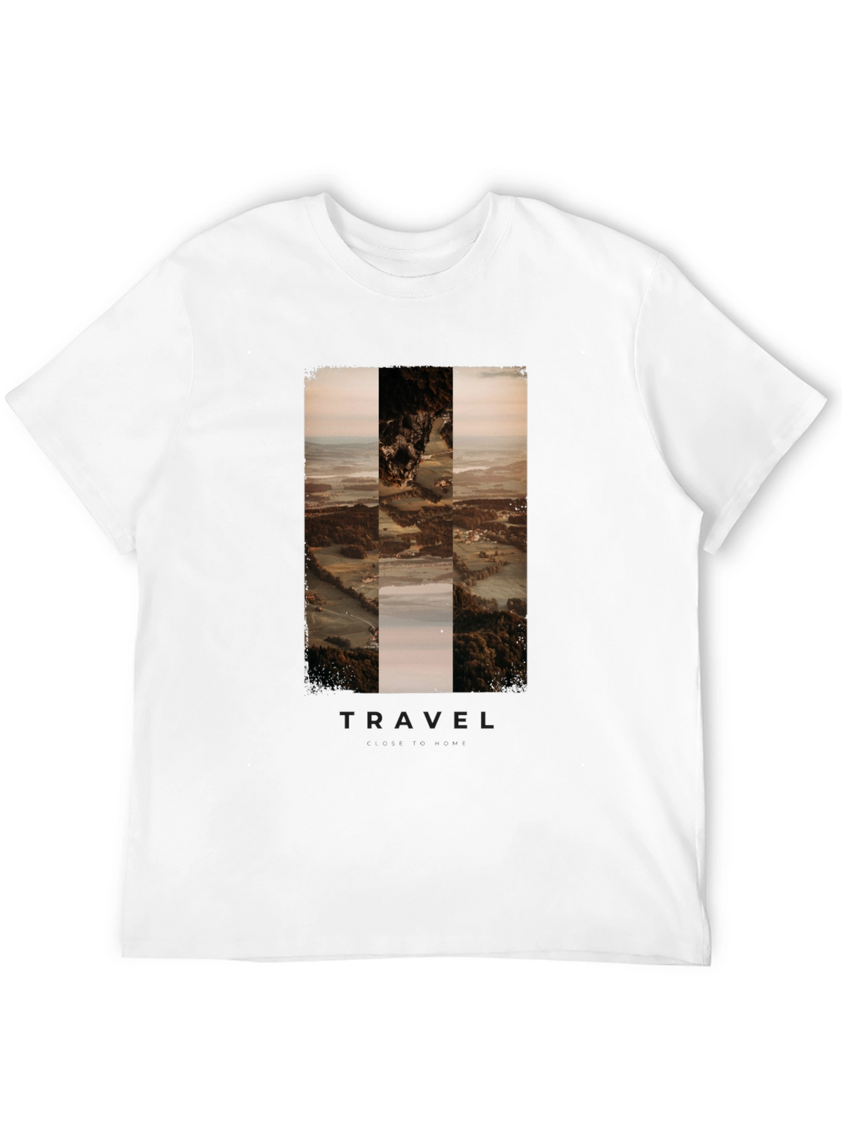 Travel Landscape Print Black T-Shirt