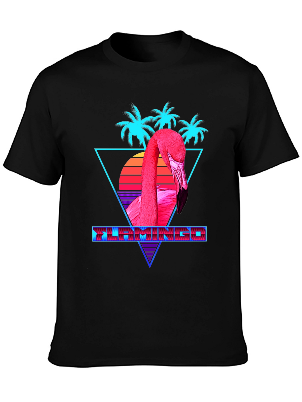 Retro Flamingo Graphic Tee - Black
