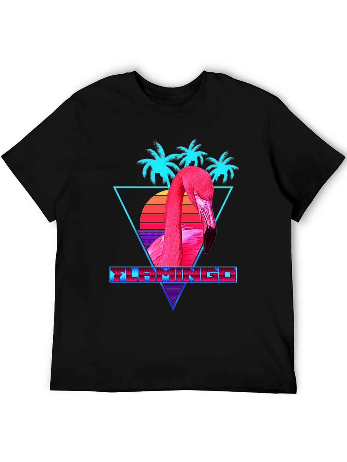 Retro Flamingo Graphic Tee - Black