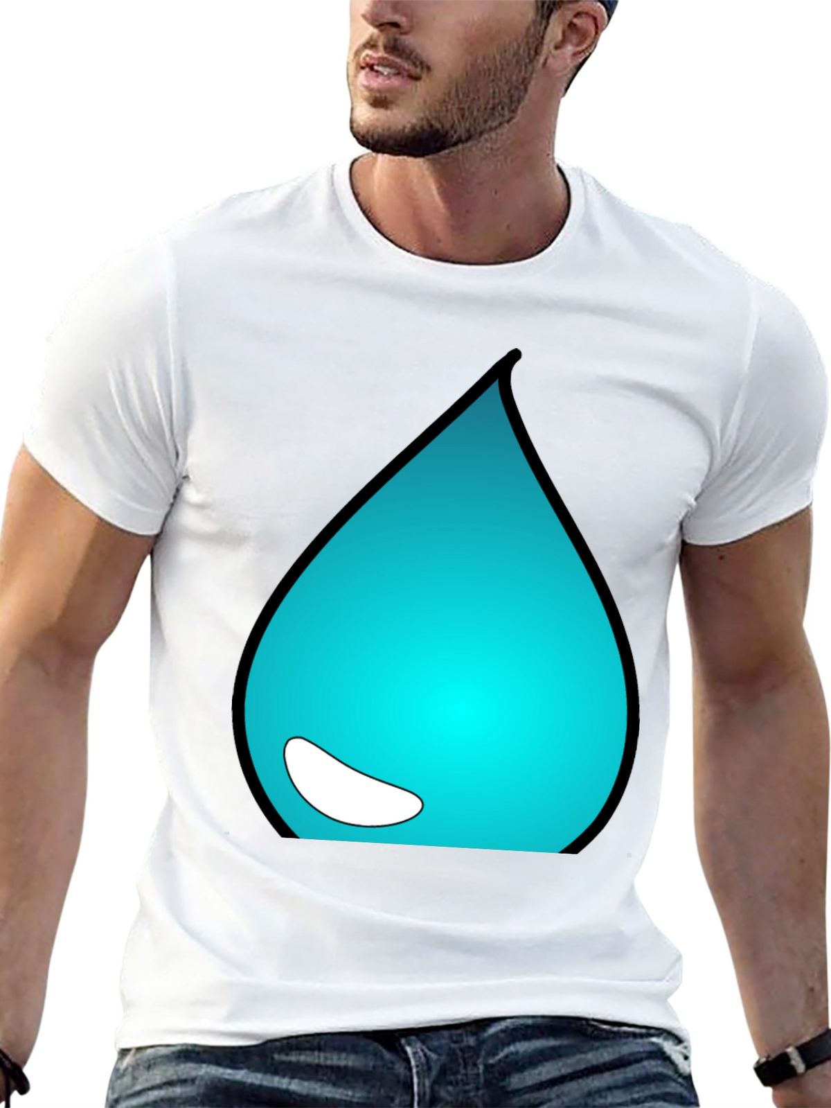 Teal Drop Graphic Tee - Casual Style