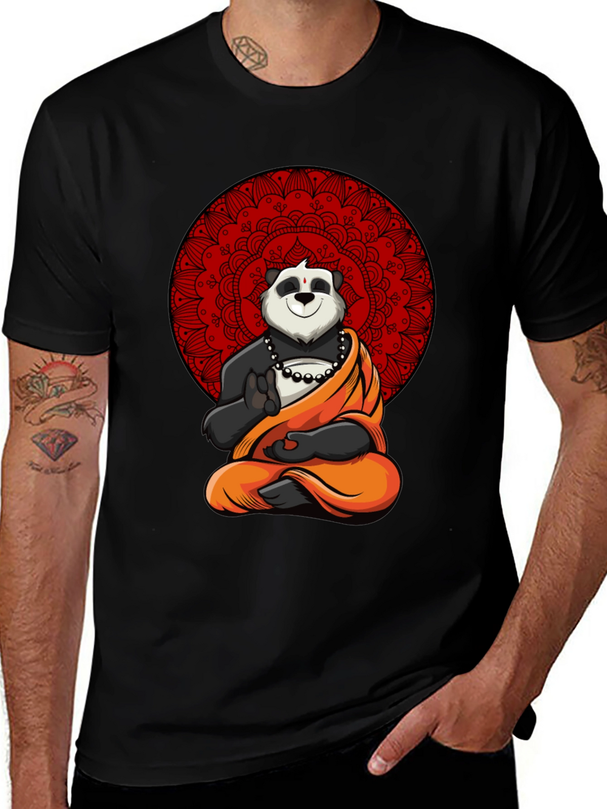 Zen Panda Mandala Graphic Tee - Meditating Comfort